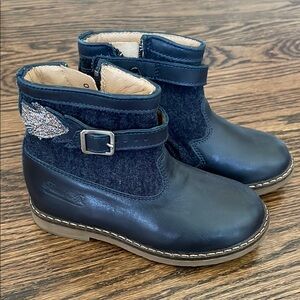 Like New Navy Kids Boots with Buckle Detail
